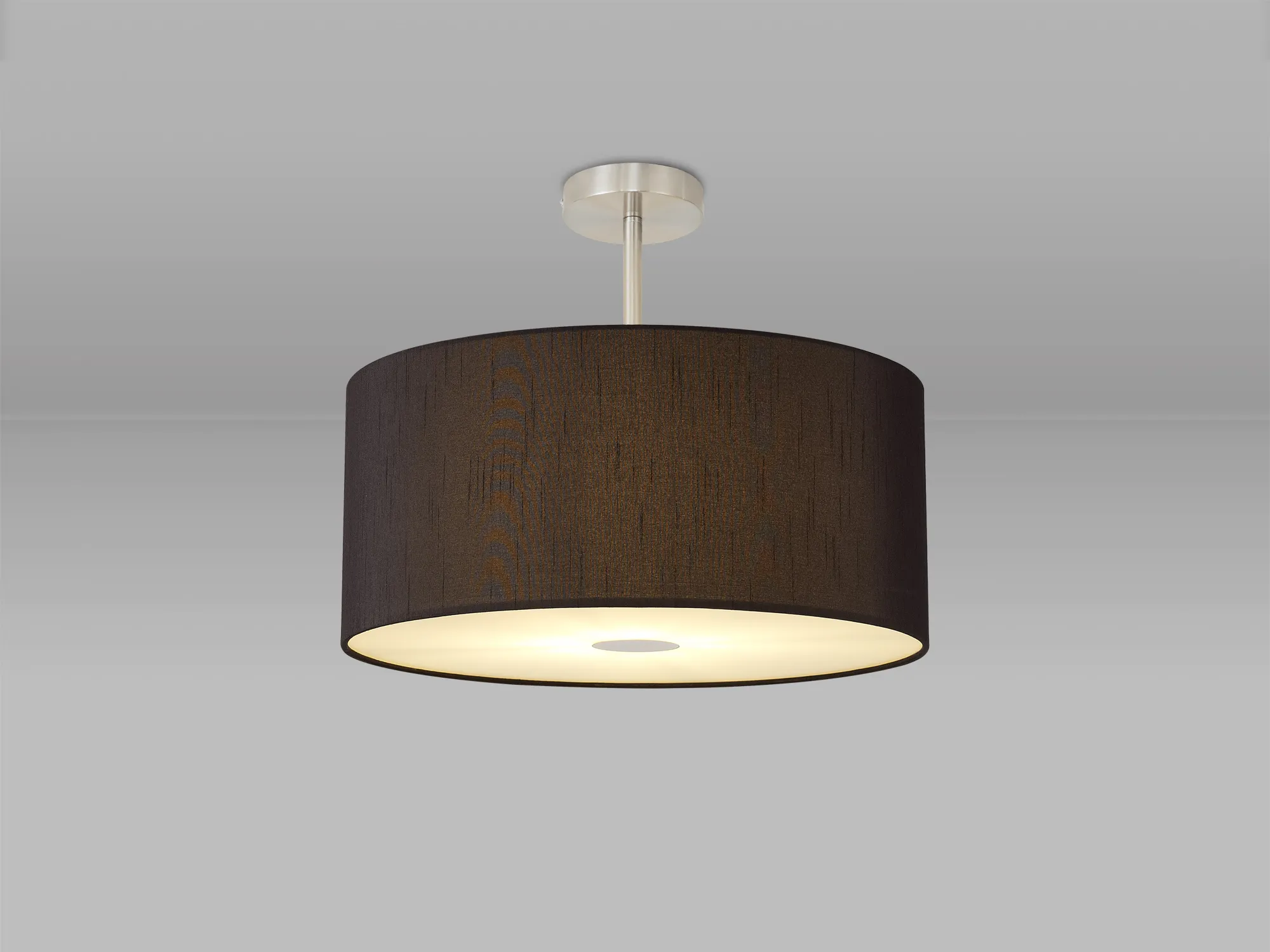 Baymont 50cm Semi Flush 1 Light Satin Nickel, Black, Frosted Diffuser DK0269  Deco Baymont SN BL